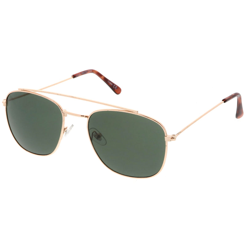 zeroUV Retro Dapper Full Metal Square Crossbar Sunglasses C356 Sunglasses White Smoke Black Smoke,Silver Smoke,Gold Green,Gold Brown
