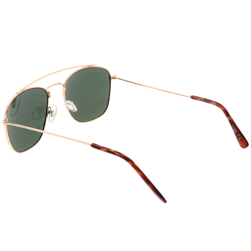 zeroUV Retro Dapper Full Metal Square Crossbar Sunglasses C356 Sunglasses White Smoke Black Smoke,Silver Smoke,Gold Green,Gold Brown