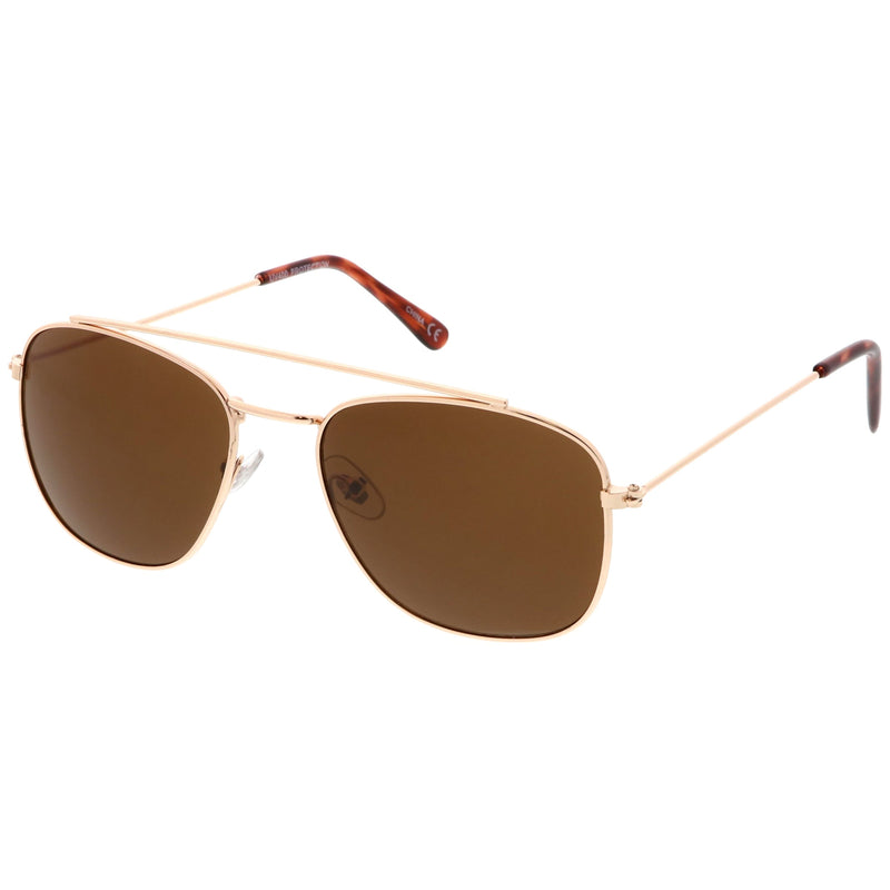zeroUV Retro Dapper Full Metal Square Crossbar Sunglasses C356 Sunglasses White Smoke Black Smoke,Silver Smoke,Gold Green,Gold Brown
