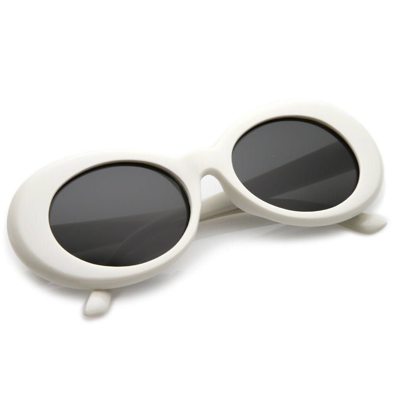 zeroUV Retro 1990's Fashion Oval Clout Goggle Sunglasses 51mm C381 Sunglasses White Smoke Black Smoke,White Smoke,Tortoise Smoke,Clear Green,Red Smoke,White / Smoke,White / Smoke (2-pack)