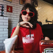 zeroUV Retro 1990's Fashion Oval Clout Goggle Sunglasses 51mm C381 Sunglasses Black Black Smoke,White Smoke,Tortoise Smoke,Clear Green,Red Smoke,White / Smoke,White / Smoke (2-pack)