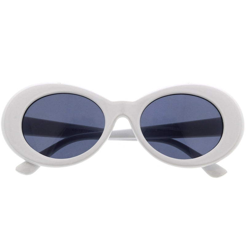 zeroUV Retro 1990's Fashion Oval Clout Goggle Sunglasses 51mm C381 Sunglasses White Smoke White / Smoke