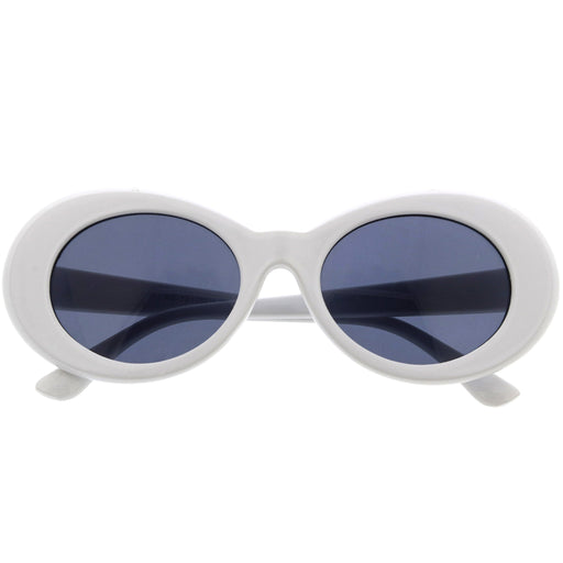 zeroUV Retro 1990's Fashion Oval Clout Goggle Sunglasses 51mm C381 Sunglasses White Smoke White / Smoke