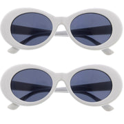 zeroUV Retro 1990's Fashion Oval Clout Goggle Sunglasses 51mm C381 Sunglasses White Smoke Black Smoke,White Smoke,Tortoise Smoke,Clear Green,Red Smoke,White / Smoke,White / Smoke (2-pack)