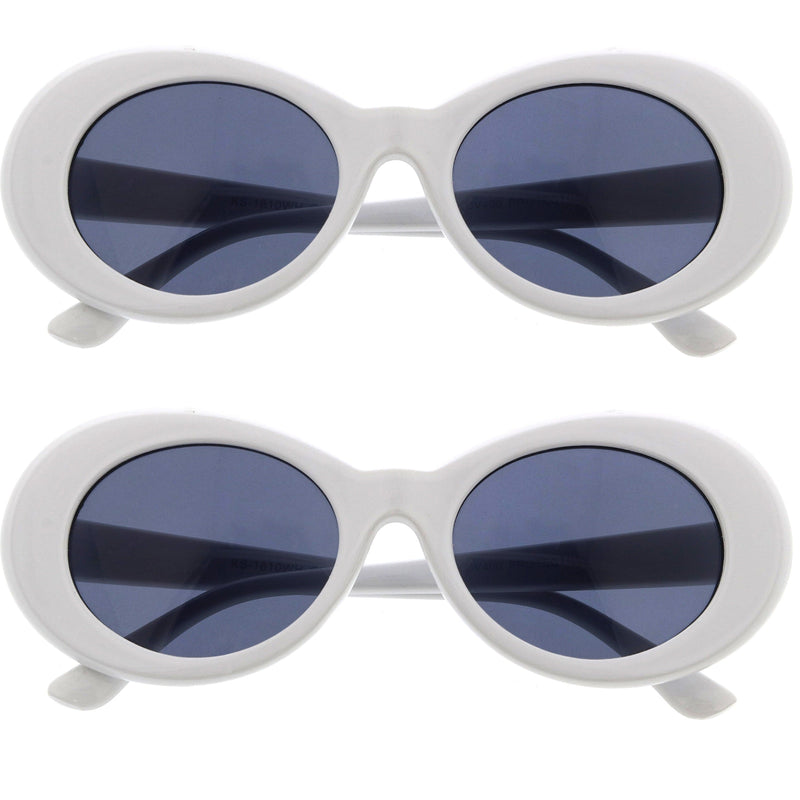 zeroUV Retro 1990's Fashion Oval Clout Goggle Sunglasses 51mm C381 Sunglasses White Smoke Black Smoke,White Smoke,Tortoise Smoke,Clear Green,Red Smoke,White / Smoke,White / Smoke (2-pack)