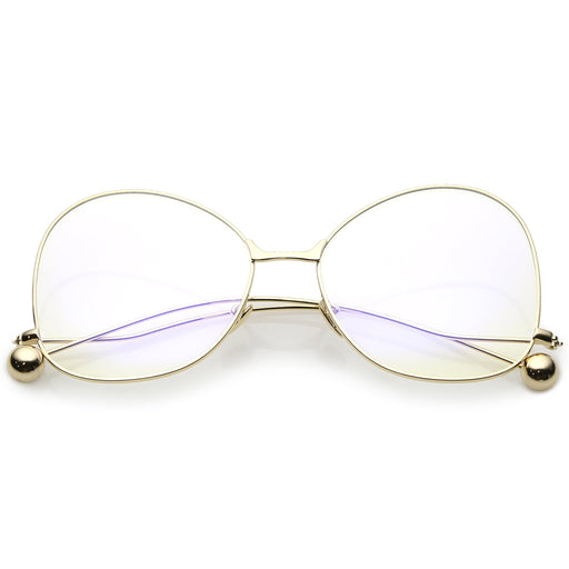 zeroUV Women's Vintage Oversize Butterfly Clear Lens Glasses C418 Glasses White Smoke Gold Clear,Silver Clear