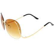 zeroUV Rimless Curved Metal Arms Round Color Tinted Lens Oversize Sunglasses C428 Sunglasses White Smoke Gold / Yellow Gradient,Gold / Pink Gradient,Gold / Brown Gradient,Gold / Brown Pink,Gold / Red Gradient