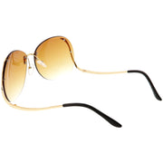 zeroUV Rimless Curved Metal Arms Round Color Tinted Lens Oversize Sunglasses C428 Sunglasses White Smoke Gold / Yellow Gradient,Gold / Pink Gradient,Gold / Brown Gradient,Gold / Brown Pink,Gold / Red Gradient