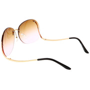 zeroUV Rimless Curved Metal Arms Round Color Tinted Lens Oversize Sunglasses C428 Sunglasses White Smoke Gold / Yellow Gradient,Gold / Pink Gradient,Gold / Brown Gradient,Gold / Brown Pink,Gold / Red Gradient