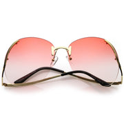 zeroUV Rimless Curved Metal Arms Round Color Tinted Lens Oversize Sunglasses C428 Sunglasses White Smoke Gold / Red Gradient