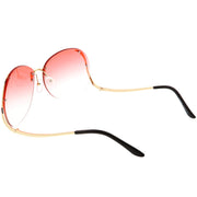 zeroUV Rimless Curved Metal Arms Round Color Tinted Lens Oversize Sunglasses C428 Sunglasses White Smoke Gold / Yellow Gradient,Gold / Pink Gradient,Gold / Brown Gradient,Gold / Brown Pink,Gold / Red Gradient