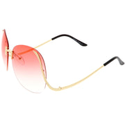 zeroUV Rimless Curved Metal Arms Round Color Tinted Lens Oversize Sunglasses C428 Sunglasses White Smoke Gold / Yellow Gradient,Gold / Pink Gradient,Gold / Brown Gradient,Gold / Brown Pink,Gold / Red Gradient