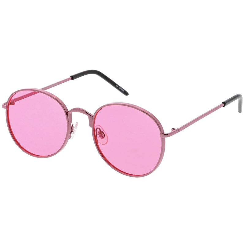 zeroUV Retro Fashion Round Color Tone Colors Flat Lens Sunglasses C437 Sunglasses White Smoke Gold Yellow,Pink Pink,Red Red,Blue Blue,Purple Blue,Purple Purple,Dark Purple Purple