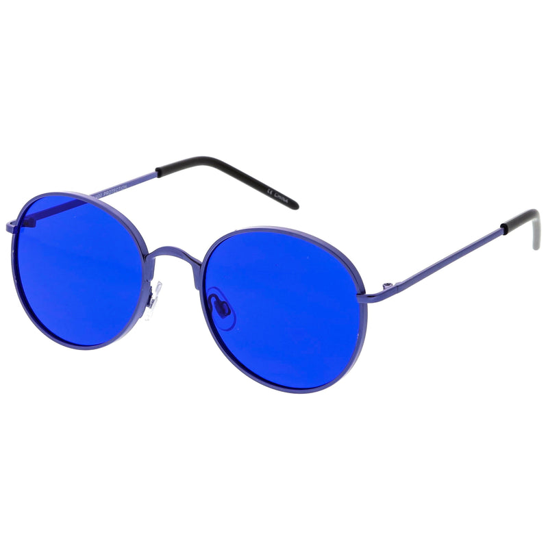 zeroUV Retro Fashion Round Color Tone Colors Flat Lens Sunglasses C437 Sunglasses White Smoke Gold Yellow,Pink Pink,Red Red,Blue Blue,Purple Blue,Purple Purple,Dark Purple Purple