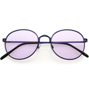 zeroUV Retro Fashion Round Color Tone Colors Flat Lens Sunglasses C437 Sunglasses White Smoke Purple Purple