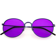 zeroUV Retro Fashion Round Color Tone Colors Flat Lens Sunglasses C437 Sunglasses White Smoke Dark Purple Purple