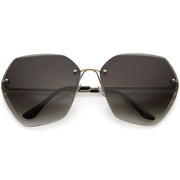 zeroUV Oversize Rimless Beveled Gradient Lens Geometric Sunglasses C438 Sunglasses White Smoke Gold / Grey Gradient