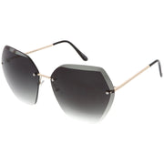 zeroUV Oversize Rimless Beveled Gradient Lens Geometric Sunglasses C438 Sunglasses White Smoke Gold / Grey Gradient,Gold / Amber,Gold / Pink Gradient,Silver / Blue Gradient,Silver / Grey Gradient