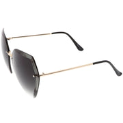 zeroUV Oversize Rimless Beveled Gradient Lens Geometric Sunglasses C438 Sunglasses White Smoke Gold / Grey Gradient,Gold / Amber,Gold / Pink Gradient,Silver / Blue Gradient,Silver / Grey Gradient