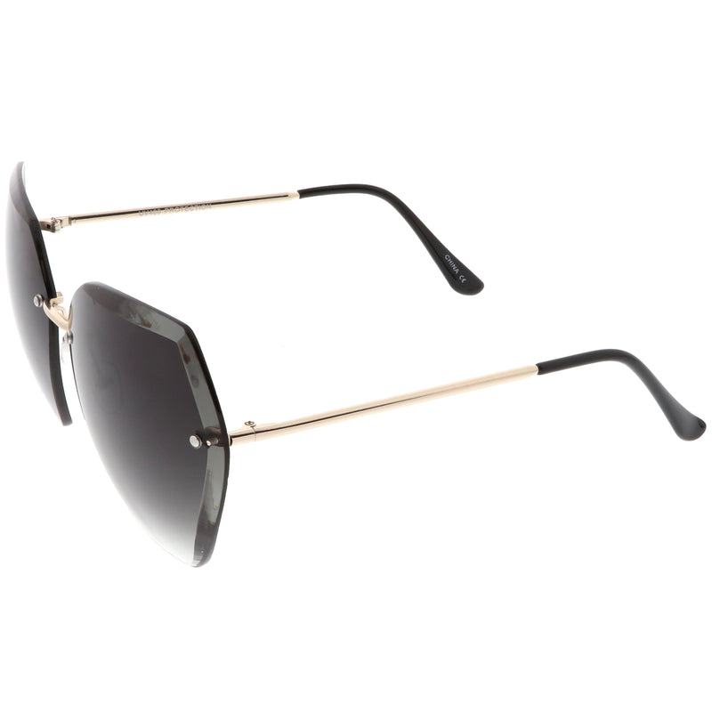 zeroUV Oversize Rimless Beveled Gradient Lens Geometric Sunglasses C438 Sunglasses White Smoke Gold / Grey Gradient,Gold / Amber,Gold / Pink Gradient,Silver / Blue Gradient,Silver / Grey Gradient