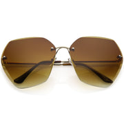 zeroUV Oversize Rimless Beveled Gradient Lens Geometric Sunglasses C438 Sunglasses White Smoke Gold / Amber