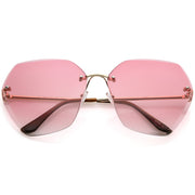 zeroUV Oversize Rimless Beveled Gradient Lens Geometric Sunglasses C438 Sunglasses White Smoke Gold / Pink Gradient