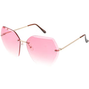 zeroUV Oversize Rimless Beveled Gradient Lens Geometric Sunglasses C438 Sunglasses White Smoke Gold / Grey Gradient,Gold / Amber,Gold / Pink Gradient,Silver / Blue Gradient,Silver / Grey Gradient