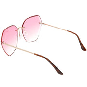 zeroUV Oversize Rimless Beveled Gradient Lens Geometric Sunglasses C438 Sunglasses White Smoke Gold / Grey Gradient,Gold / Amber,Gold / Pink Gradient,Silver / Blue Gradient,Silver / Grey Gradient