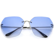 zeroUV Oversize Rimless Beveled Gradient Lens Geometric Sunglasses C438 Sunglasses White Smoke Silver / Blue Gradient