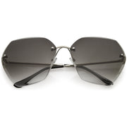 zeroUV Oversize Rimless Beveled Gradient Lens Geometric Sunglasses C438 Sunglasses White Smoke Silver / Grey Gradient