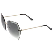 zeroUV Oversize Rimless Beveled Gradient Lens Geometric Sunglasses C438 Sunglasses White Smoke Gold / Grey Gradient,Gold / Amber,Gold / Pink Gradient,Silver / Blue Gradient,Silver / Grey Gradient