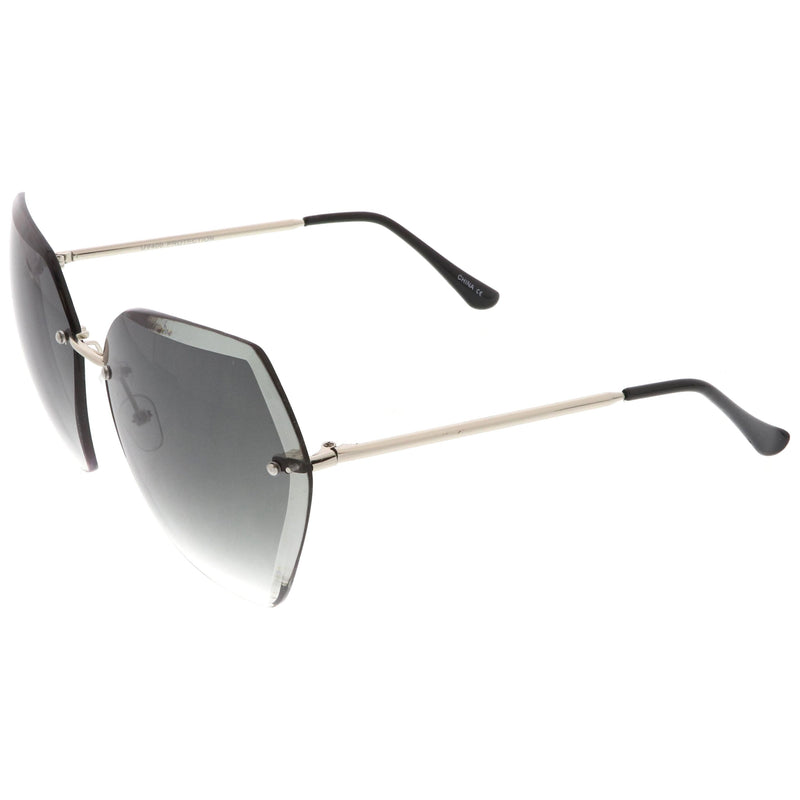 zeroUV Oversize Rimless Beveled Gradient Lens Geometric Sunglasses C438 Sunglasses White Smoke Gold / Grey Gradient,Gold / Amber,Gold / Pink Gradient,Silver / Blue Gradient,Silver / Grey Gradient