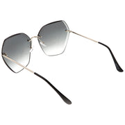 zeroUV Oversize Rimless Beveled Gradient Lens Geometric Sunglasses C438 Sunglasses White Smoke Gold / Grey Gradient,Gold / Amber,Gold / Pink Gradient,Silver / Blue Gradient,Silver / Grey Gradient