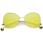 zeroUV Women's Retro Oversize Butterfly Shape Color Tone Lens Sunglasses C443 Sunglasses White Smoke Gold Yellow