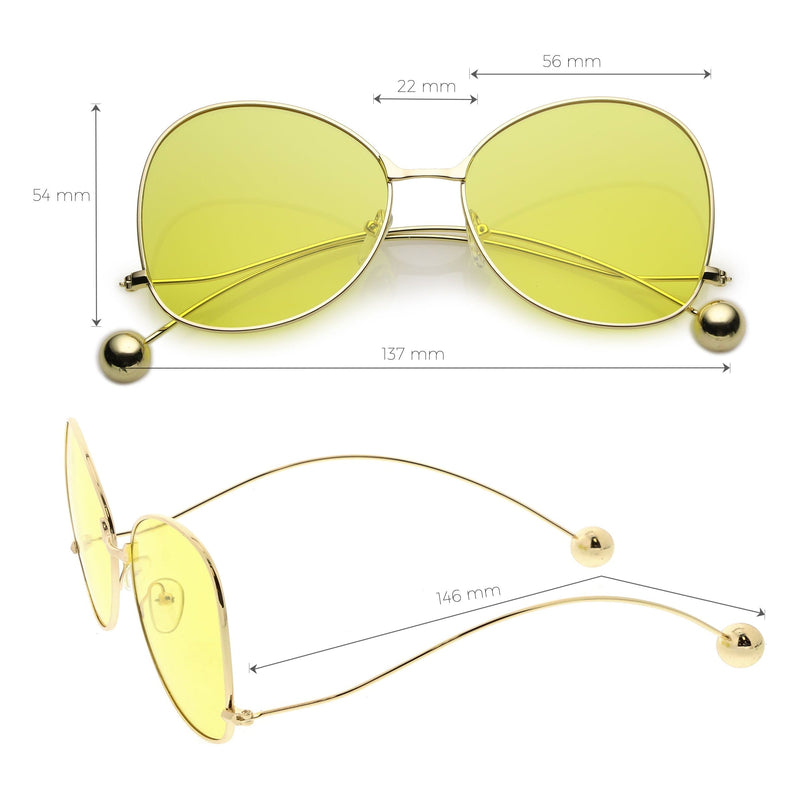 zeroUV Women's Retro Oversize Butterfly Shape Color Tone Lens Sunglasses C443 Sunglasses White Smoke Gold Yellow,Gold Pink,Gold Blue,Gold Purple,Gold Peach,Gold Green