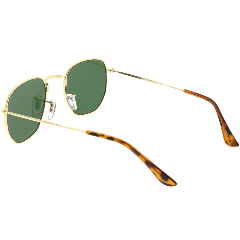 zeroUV Retro Modern Geometric Hexagon Frame Dapper Sunglasses C455 Sunglasses White Smoke Gold Green,Gold Brown,Silver Smoke,Black Green,Gold Smoke,Gold Smoke (2-pack)