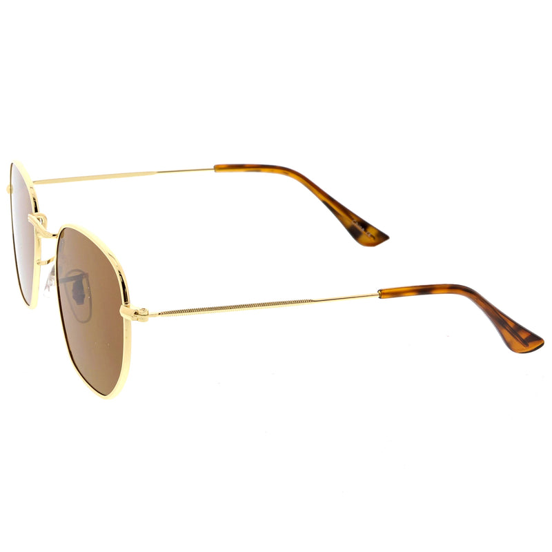 zeroUV Retro Modern Geometric Hexagon Frame Dapper Sunglasses C455 Sunglasses White Smoke Gold Green,Gold Brown,Silver Smoke,Black Green,Gold Smoke,Gold Smoke (2-pack)