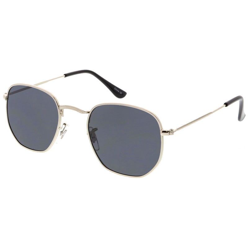 zeroUV Retro Modern Geometric Hexagon Frame Dapper Sunglasses C455 Sunglasses White Smoke Gold Green,Gold Brown,Silver Smoke,Black Green,Gold Smoke,Gold Smoke (2-pack)