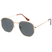 zeroUV Retro Modern Geometric Hexagon Frame Dapper Sunglasses C455 Sunglasses White Smoke Gold Green,Gold Brown,Silver Smoke,Black Green,Gold Smoke,Gold Smoke (2-pack)