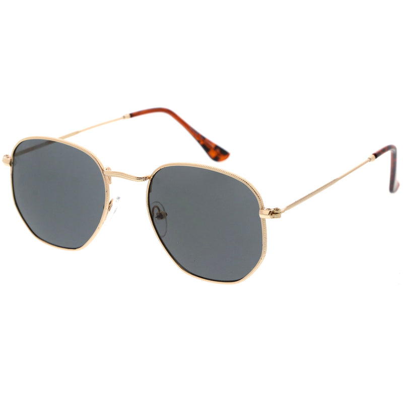 zeroUV Retro Modern Geometric Hexagon Frame Dapper Sunglasses C455 Sunglasses White Smoke Gold Green,Gold Brown,Silver Smoke,Black Green,Gold Smoke,Gold Smoke (2-pack)
