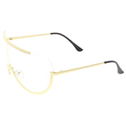 zeroUV Oversize Semi Rimless Metal Trim Shield Blue Light Glasses C460 Glasses White Smoke Gold / Clear,Silver / Clear
