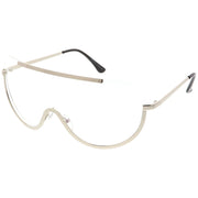 zeroUV Oversize Semi Rimless Metal Trim Shield Blue Light Glasses C460 Glasses White Smoke Gold / Clear,Silver / Clear