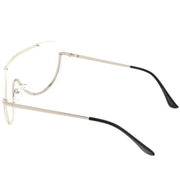 zeroUV Oversize Semi Rimless Metal Trim Shield Blue Light Glasses C460 Glasses White Smoke Gold / Clear,Silver / Clear