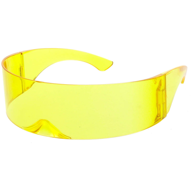 zeroUV Futuristic Space Cadet Mono Lens Shield Sunglasses C471 Sunglasses White Smoke Yellow,Pink,Red,Blue,Light Smoke,Light Blue