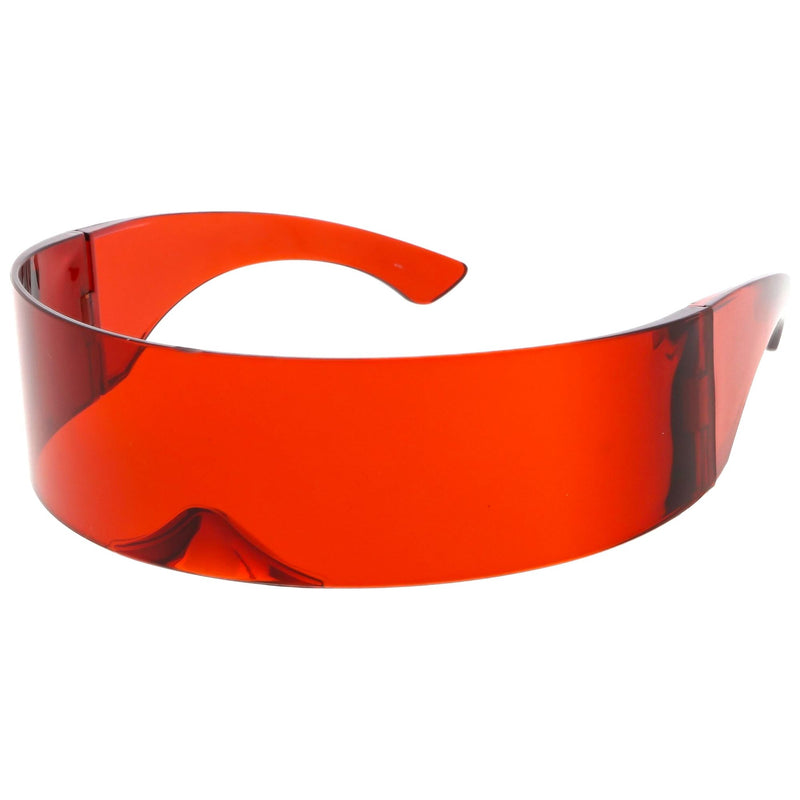 zeroUV Futuristic Space Cadet Mono Lens Shield Sunglasses C471 Sunglasses White Smoke Yellow,Pink,Red,Blue,Light Smoke,Light Blue