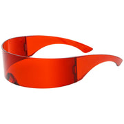 zeroUV Futuristic Space Cadet Mono Lens Shield Sunglasses C471 Sunglasses White Smoke Yellow,Pink,Red,Blue,Light Smoke,Light Blue