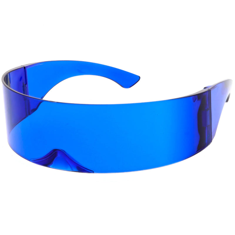 zeroUV Futuristic Space Cadet Mono Lens Shield Sunglasses C471 Sunglasses White Smoke Yellow,Pink,Red,Blue,Light Smoke,Light Blue