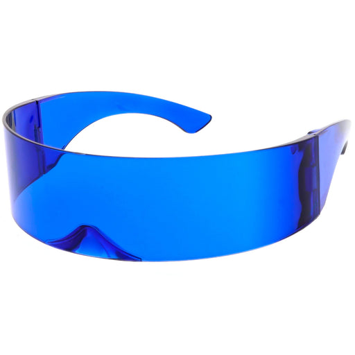 zeroUV Futuristic Space Cadet Mono Lens Shield Sunglasses C471 Sunglasses White Smoke Yellow,Pink,Red,Blue,Light Smoke,Light Blue