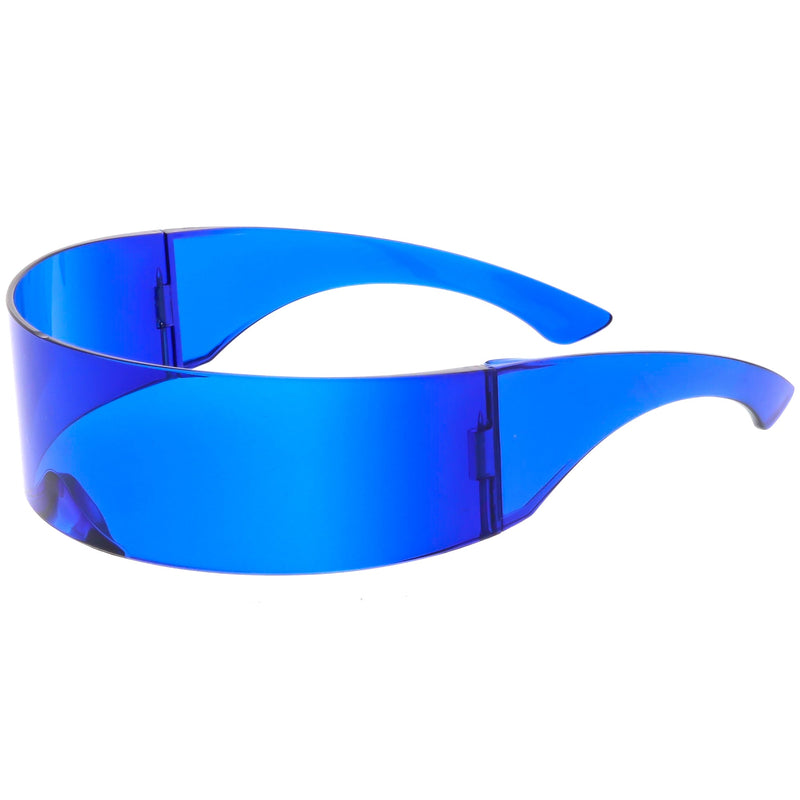 zeroUV Futuristic Space Cadet Mono Lens Shield Sunglasses C471 Sunglasses White Smoke Yellow,Pink,Red,Blue,Light Smoke,Light Blue