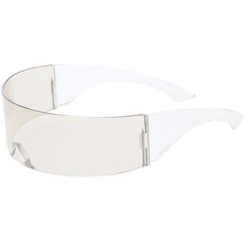 zeroUV Futuristic Space Cadet Mono Lens Shield Sunglasses C471 Sunglasses White Smoke Yellow,Pink,Red,Blue,Light Smoke,Light Blue